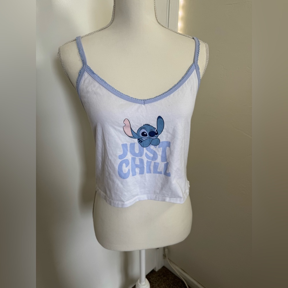 Disney Lilo & Stitch "Just Chill" camisole crop top, Size Large